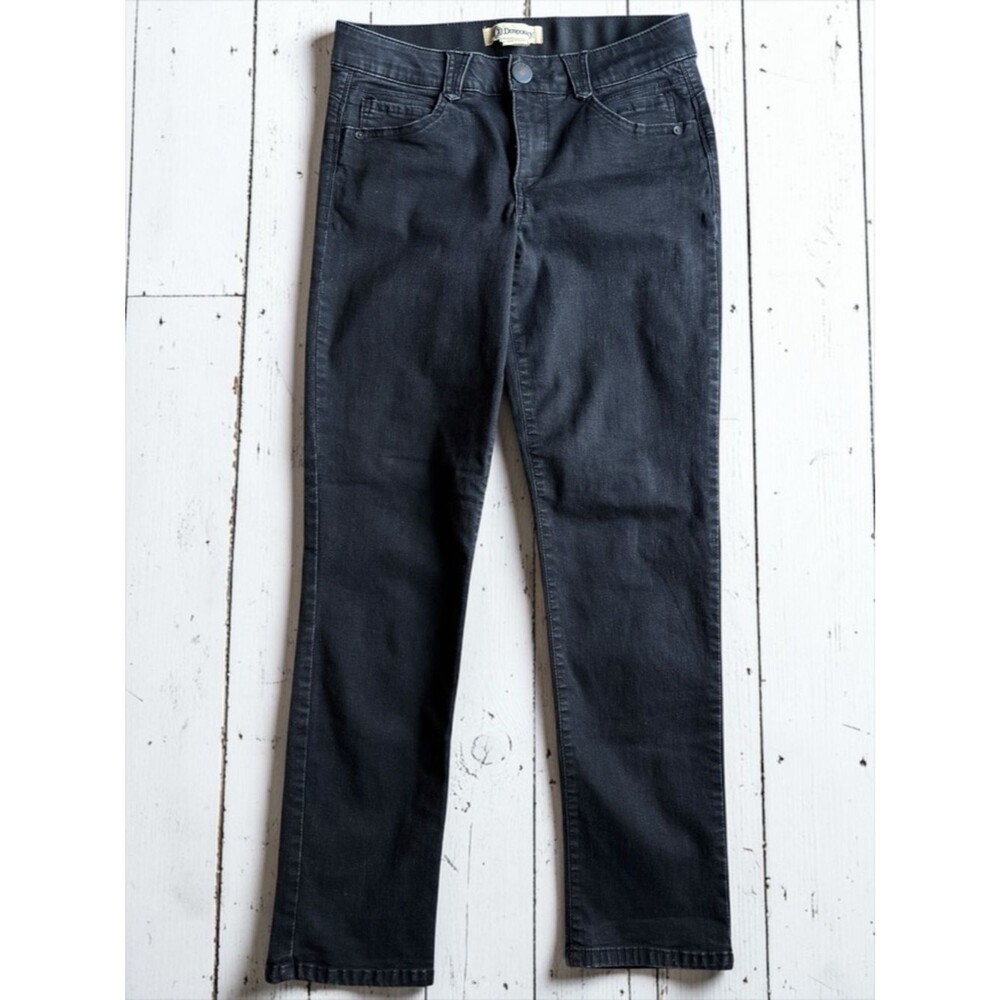 Democracy Ab Solution Black Coated Jeans Size 8 Slim Straight Stretch Mid Rise - Picture 3 of 10
